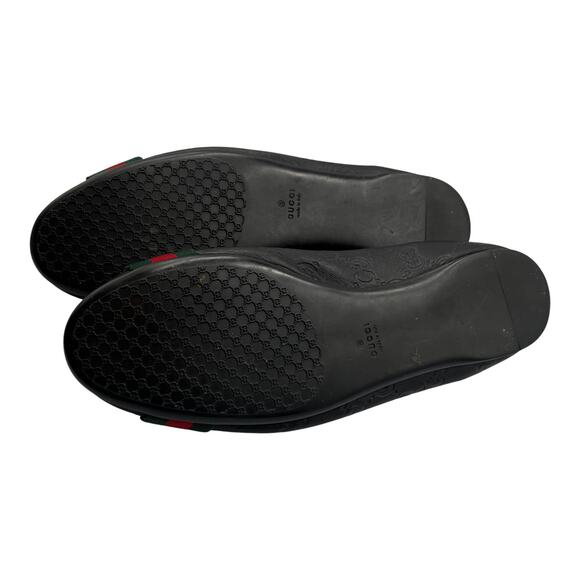 Gucci Guccissima Web Striped Leather Ballet Flats Shoes Black Size 38.5 US 8.5 - Picture 8 of 11